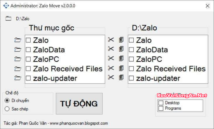 Zalo Move chuyển, sao chép data Zalo PC an toàn sang phân vùng/ổ cứng khác giảm gánh nặng phân vùng C